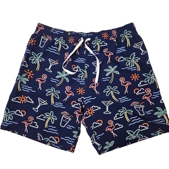 chubbies Other - Chubbies Mens Neon Tropical Flamingo Palm Tree Swim Trunks Navy Blue XXL